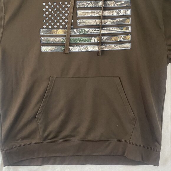 Realtree Buckhorn River Hoodie Mens XXL Brown Fleece Camo Flag Patriotic - Picture 5 of 11